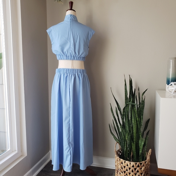 Mock Neck Cap Sleeve Cutout Midi Maxi Dress - Picture 6 of 9